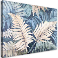 WANDBILD, Farnblätter Natur Pflanzen - Blau, Textil (100/70cm) - Feeby