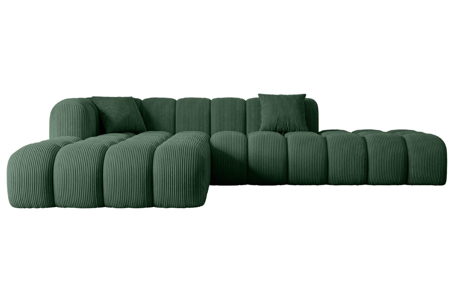 ECKSOFA Ottomane Links OLEA-L2 - 289x176x71 cm Grün Cord - Schwarz/Grün, Holzwerkstoff/Kunststoff (176/289cm) - ALTDECOR