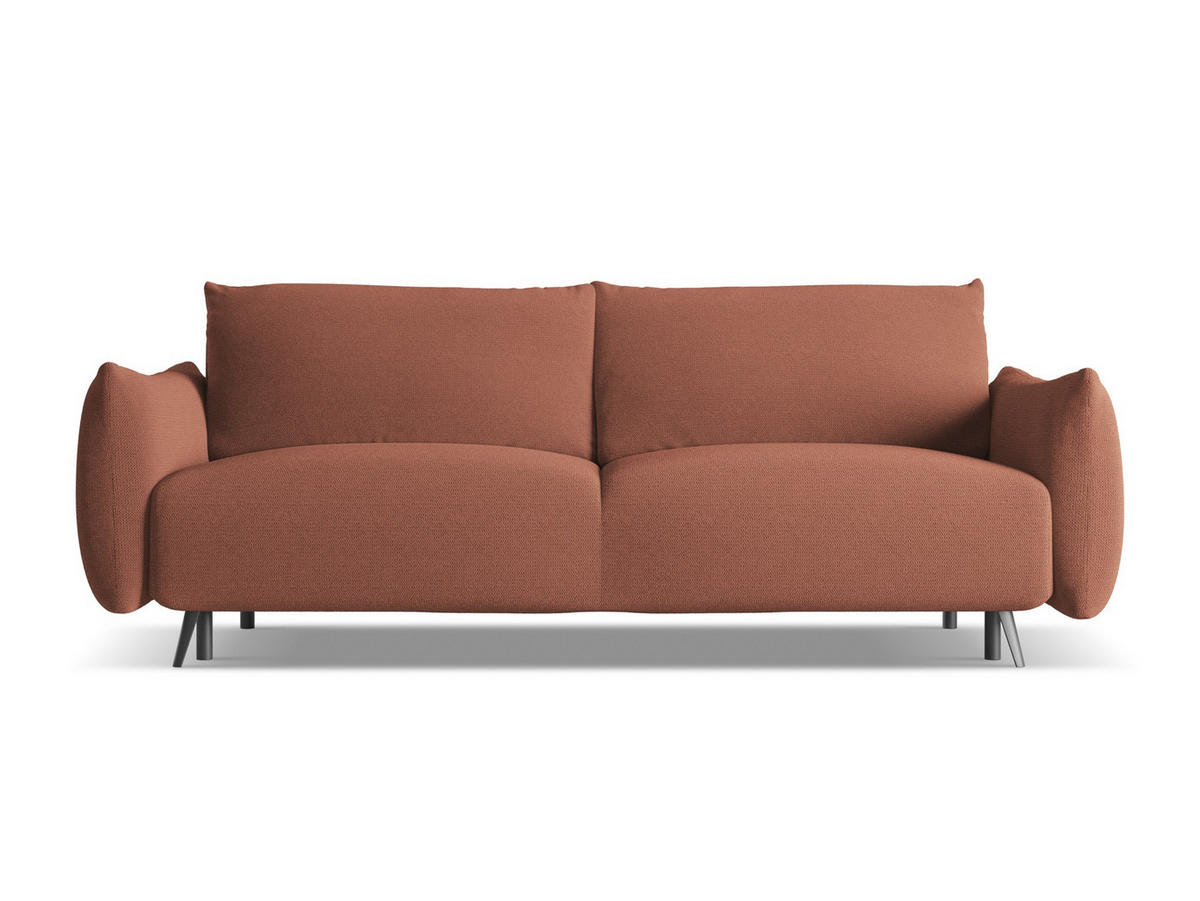3-SITZER SOFA mit Schlaffunktion Chenille Stoff Pink - Pink/Hellrosa, Textil/Metall (230/86/105cm) - Makamii