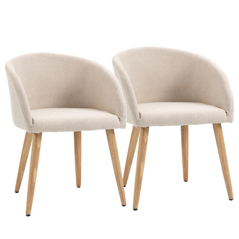 ARMLEHNSTUHL-SET DE-36045 2 Stück mit Holzbeinen Beige - Beige, Metall (55/74/56cm) - ComfortXL