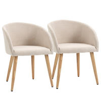 ARMLEHNSTUHL-SET DE-36045 2 Stück mit Holzbeinen Beige - Beige, Metall (55/74/56cm) - ComfortXL