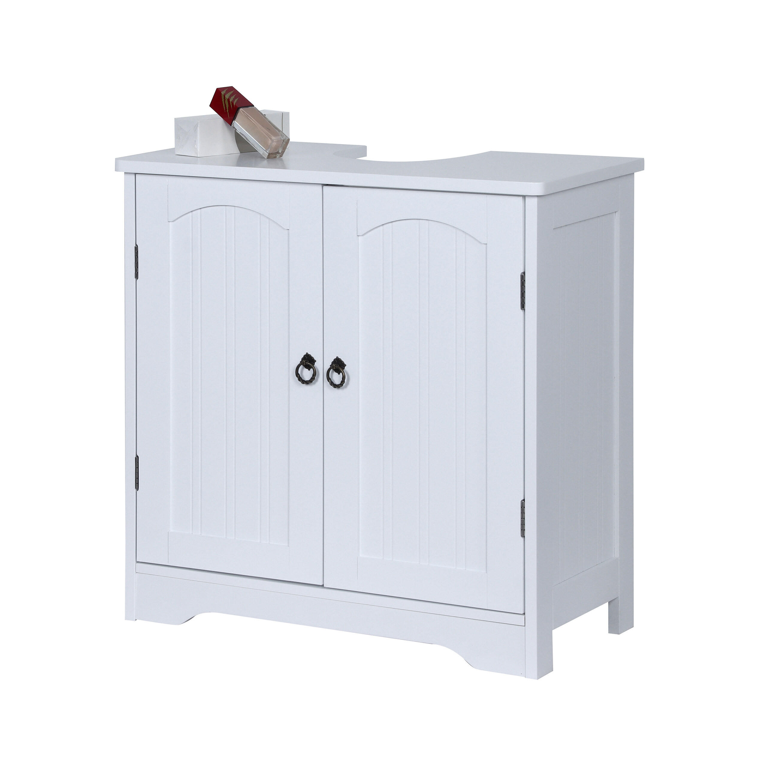 WASCHBECKENUNTERSCHRANK - Weiß, Holzwerkstoff/Metall (60/60/30cm) - Relaxdays