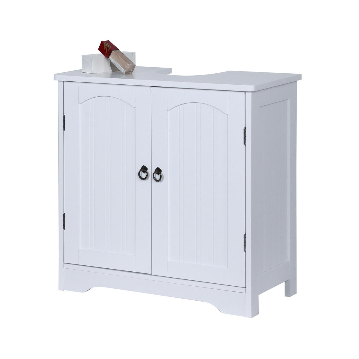 WASCHBECKENUNTERSCHRANK - Weiß, Holzwerkstoff/Metall (60/60/30cm) - Relaxdays