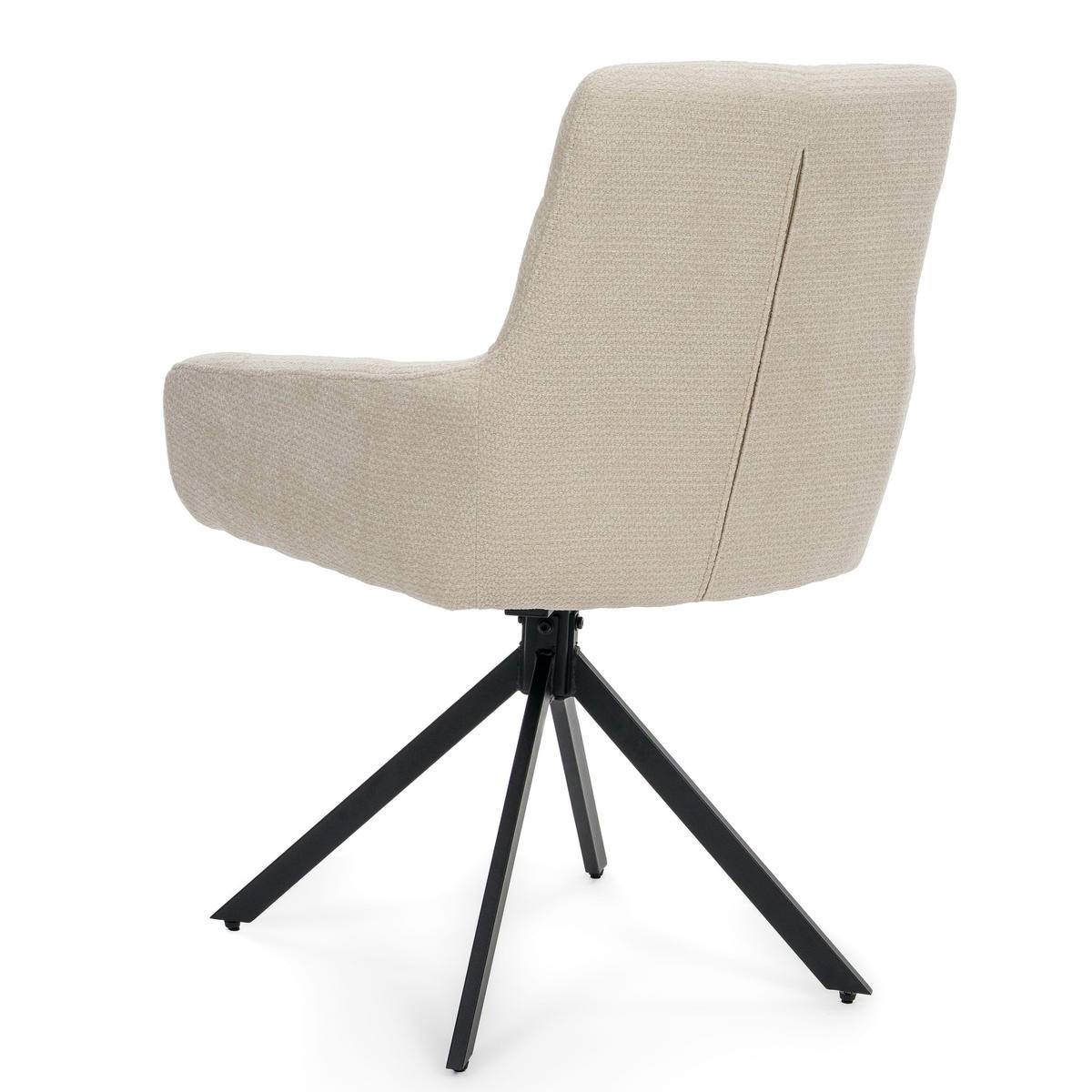 STUHL FUNO drehbar gepolsterter mit Steppung - creme - Chenille - Creme/Schwarz, Textil/Metall (58/87/60cm) - NEW HOME