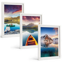 BILDER SET 3er Set - 40x60 cm Weißer Rahmen - Seen, Berge, Boote, Frieden - Weiß, Kunststoff (40/60cm) - TULUP