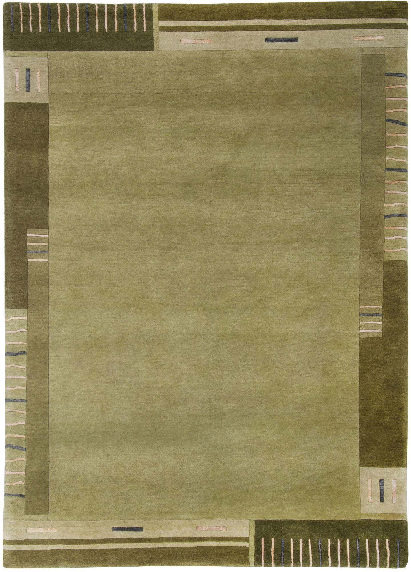Theko Handknüpfteppich Grün 60x90 cm
