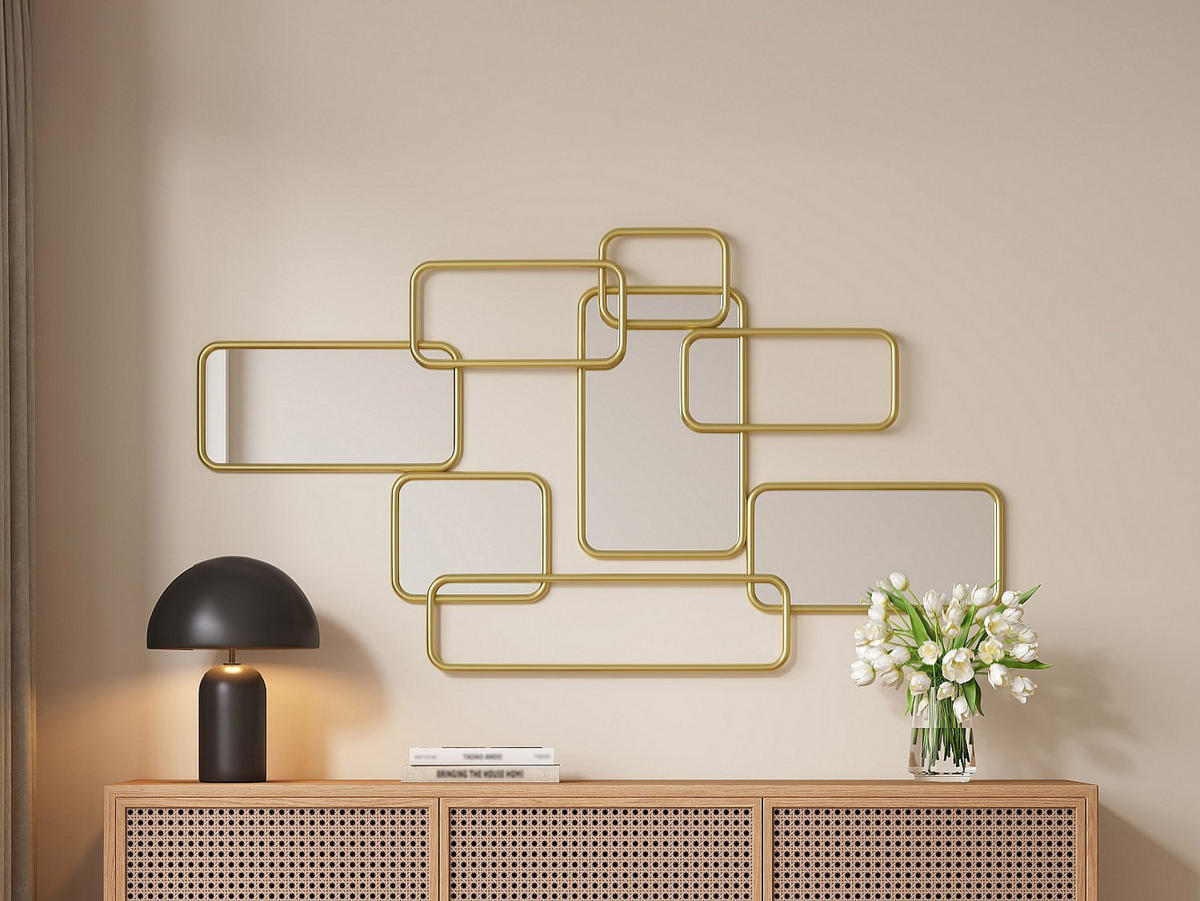 WANDSPIEGEL - 45 cm x 3.5 cm - Metall - Goldfarben - OMAYA - Goldfarben, Metall (45/85/3.5cm) - Vente-Unique
