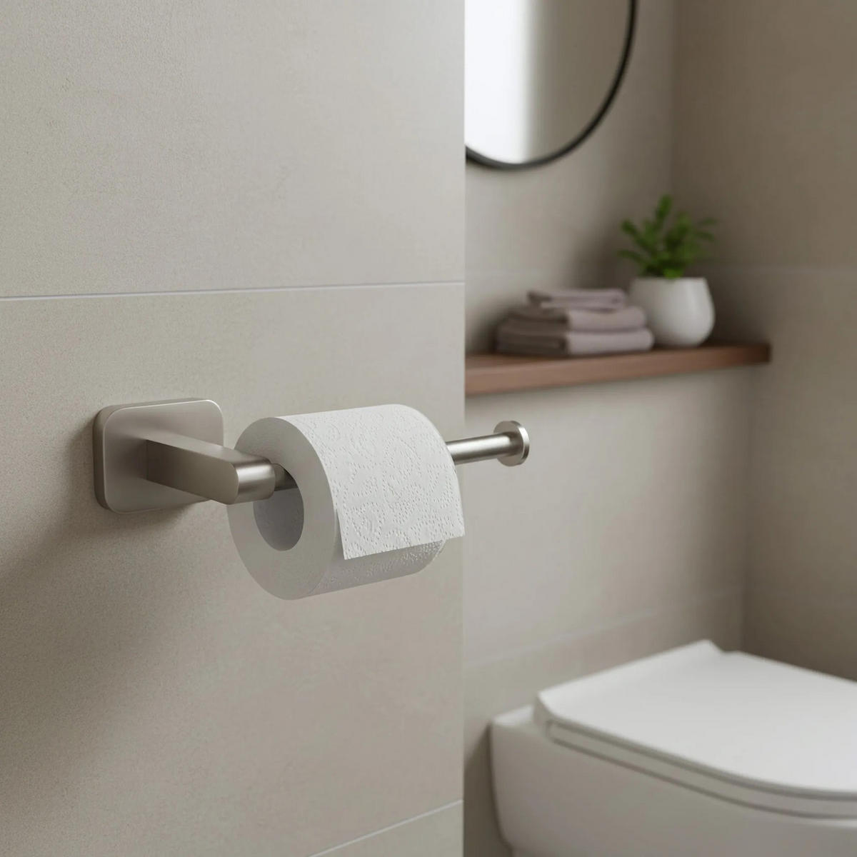 HALTER Für Toilettenpapier Rea 5909 Nico Brush Nickel - Nickelfarben, Metall (7/4/18cm) - REA