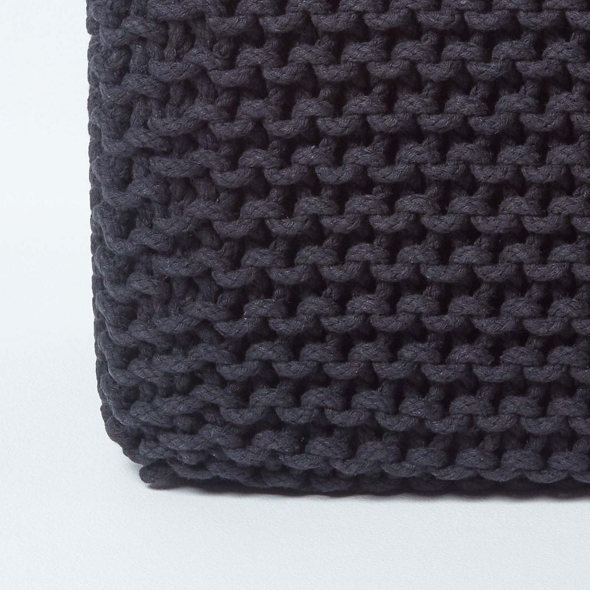 STRICK-POUF schwarz, Sitzwürfel 35/35/35 cm - Schwarz, Textil (35/35/35cm) - Homescapes
