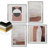 WANDBILDER 4er Set - 50x50 cm & 40x60 cm Silberner Rahmen - Abstrakte braune Muster - Silberfarben, Kunststoff (50/50cm) - ArtPrintCave