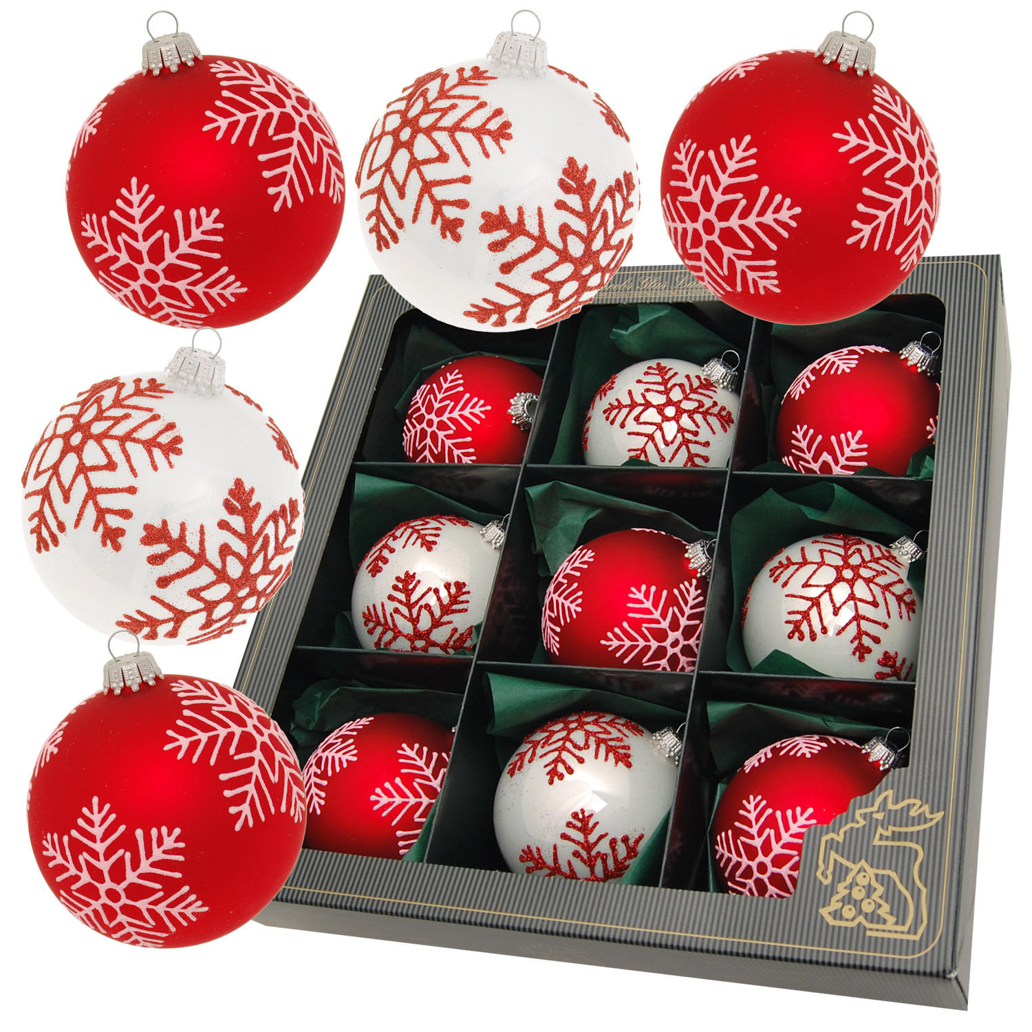 Krebs Glas Lauscha Christbaumkugeln Rot 8x8x8 cm