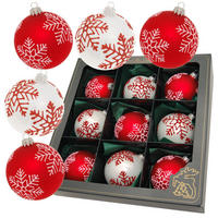 CHRISTBAUMKUGELN Set Schneeflocken Rot 8cm (Glas / 9 Stk.) - Rot, Glas (8/8/8cm) - Krebs Glas Lauscha