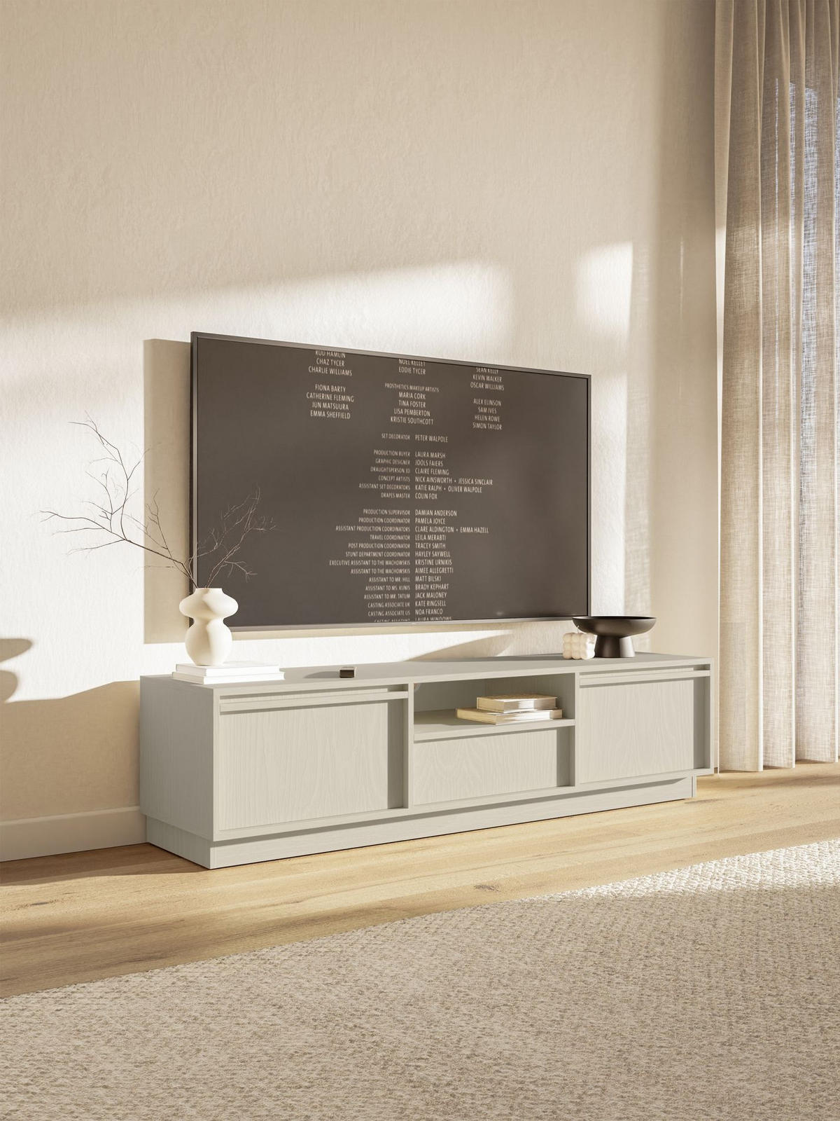 TV-MÖBEL Evo Sandbeige 154 cm - Beige, Holzwerkstoff (154/39.4/39cm) - Selsey