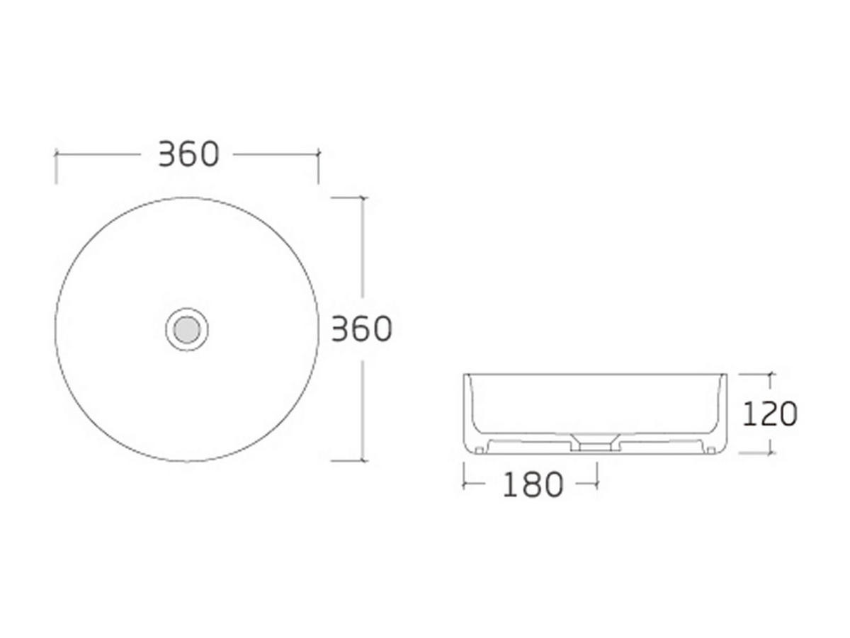 AUFSATZWASCHBECKEN rund - Keramik - Weiß mit schwarzer Umrandung - 36 cm - LENISO II - Schwarz, Keramik (36/12/36cm) - Vente-Unique