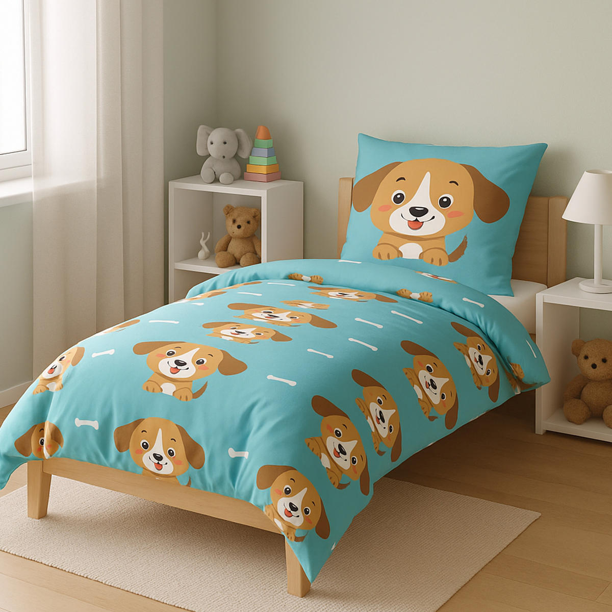 BETTWÄSCHE 2 tlg. mit Motiv 135x200 cm Hund - Blau, Textil (135/200cm) - Bestlivings