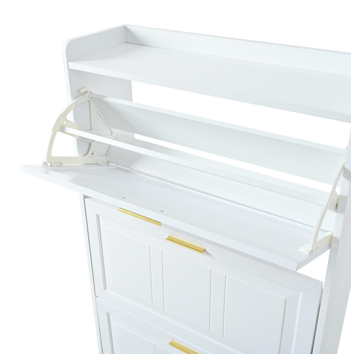 SCHUHSCHRANK in Weiß Schuhkommode mit 6 Fächern, ideal für Flur,Eingangsbereich, Wohnzimmer und Büro, B70/T24/H120cm - Weiß, Holzwerkstoff (70/120/23cm) - STILVORA