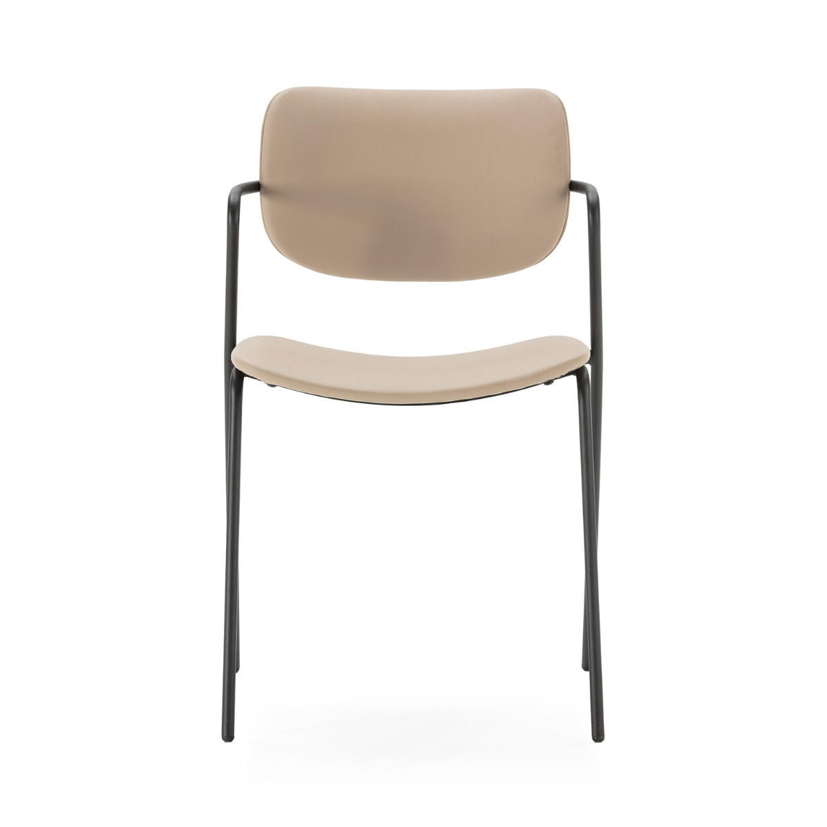 STÜHLEN (Set aus 2) mit schwarzen metallbeinen - maika 49/55/48 cm - Taupe, Kunststoff (55/48/49cm) - Calicosy