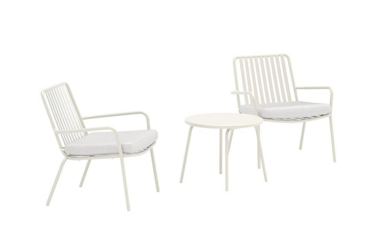 LOUNGE-SET, Mykonos, Beige, Stahl, 50 x 50 x 40 cm, 3-teilig - Beige, Metall - ebuy24