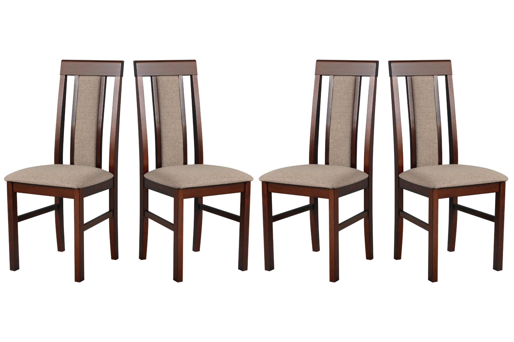 ESSZIMMERSTUHL - Set 4x Nilo 2, nussbaum, Inari 23 - Hellbraun/Nussbaumfarben, Holz (43/94/40cm) - Leaf Design