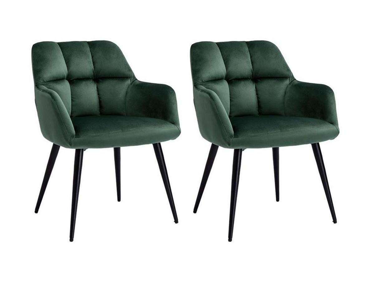 STUHL 2er-Set - Samt & Metall - Grün - PEGA - Grün, Textil (62/78/58.5cm) - Pascal Morabito