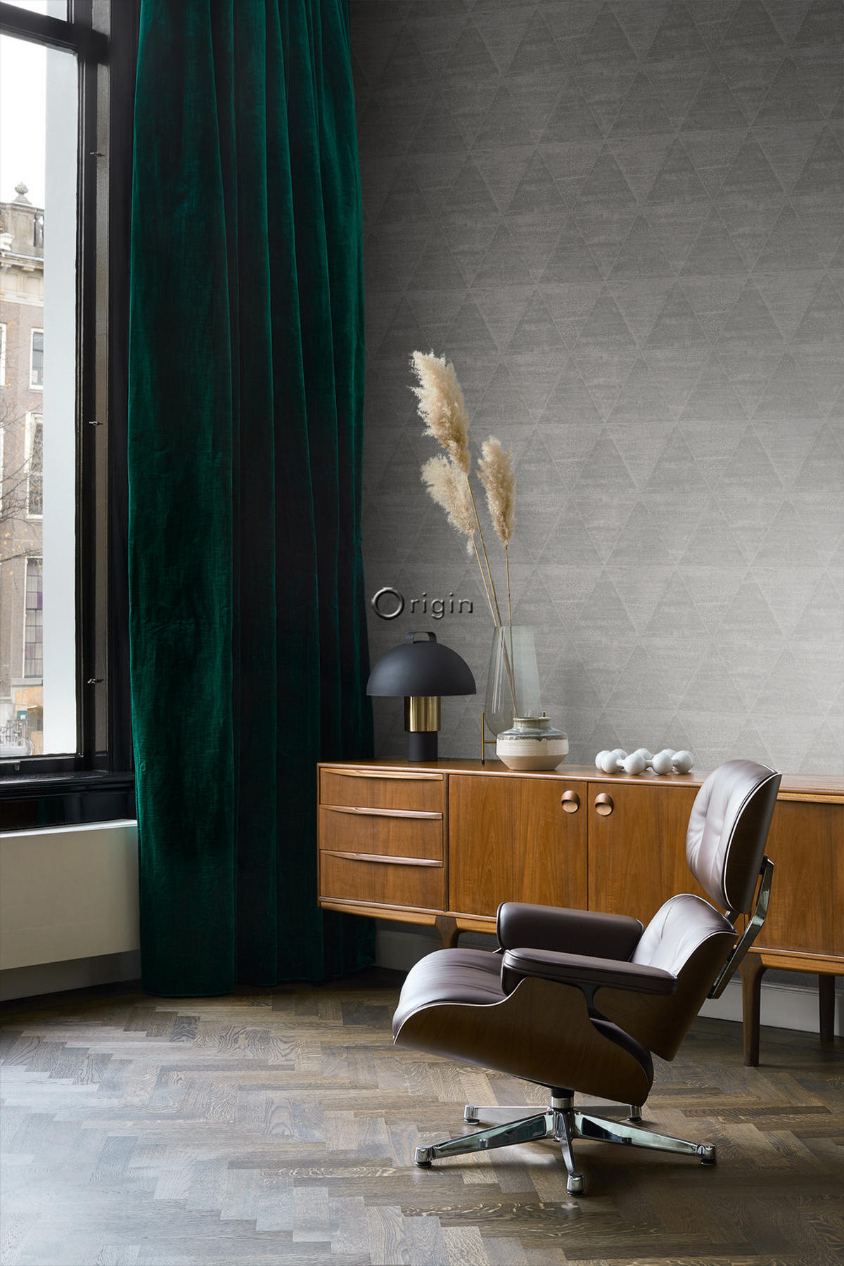 TAPETE verwitterte Metalldreiecke 53 cm x 10.05 m - Grau, Papier (53/1000cm) - Origin Wallcoverings