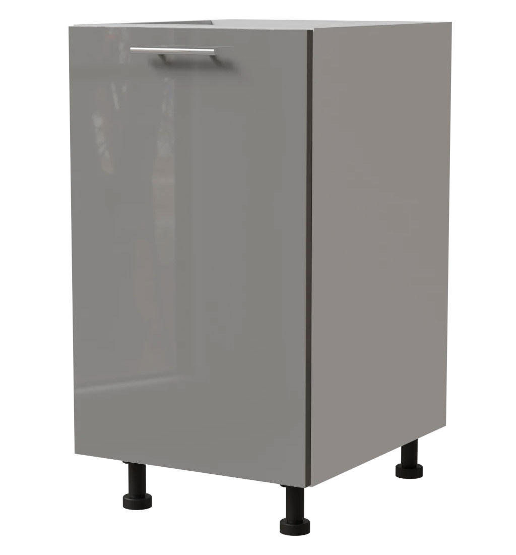 KÜCHENUNTERSCHRANK Essen D1D/45 Grau Hochglanz / Weiß Matt 45 / 50 / 82cm - Weiß/Grau, Holz/Holzwerkstoff (45/82/50cm) - Feldmann-Wohnen