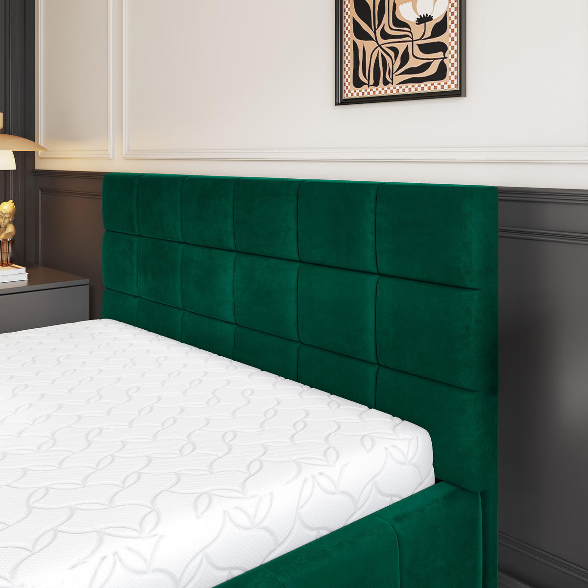 POLSTERBETT VERTO 160x200 cm mit Bettkästen - Grün - Grün, Holz (160/200cm) - MASSENO