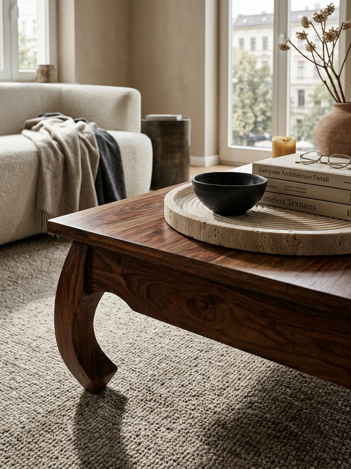 COUCHTISCH KANADA in Opium-Form aus Massivholz Akazie handgefertigt, Braun 110x60x40 cm - Braun, Holz (60/110/40cm) - KADIMA DESIGN