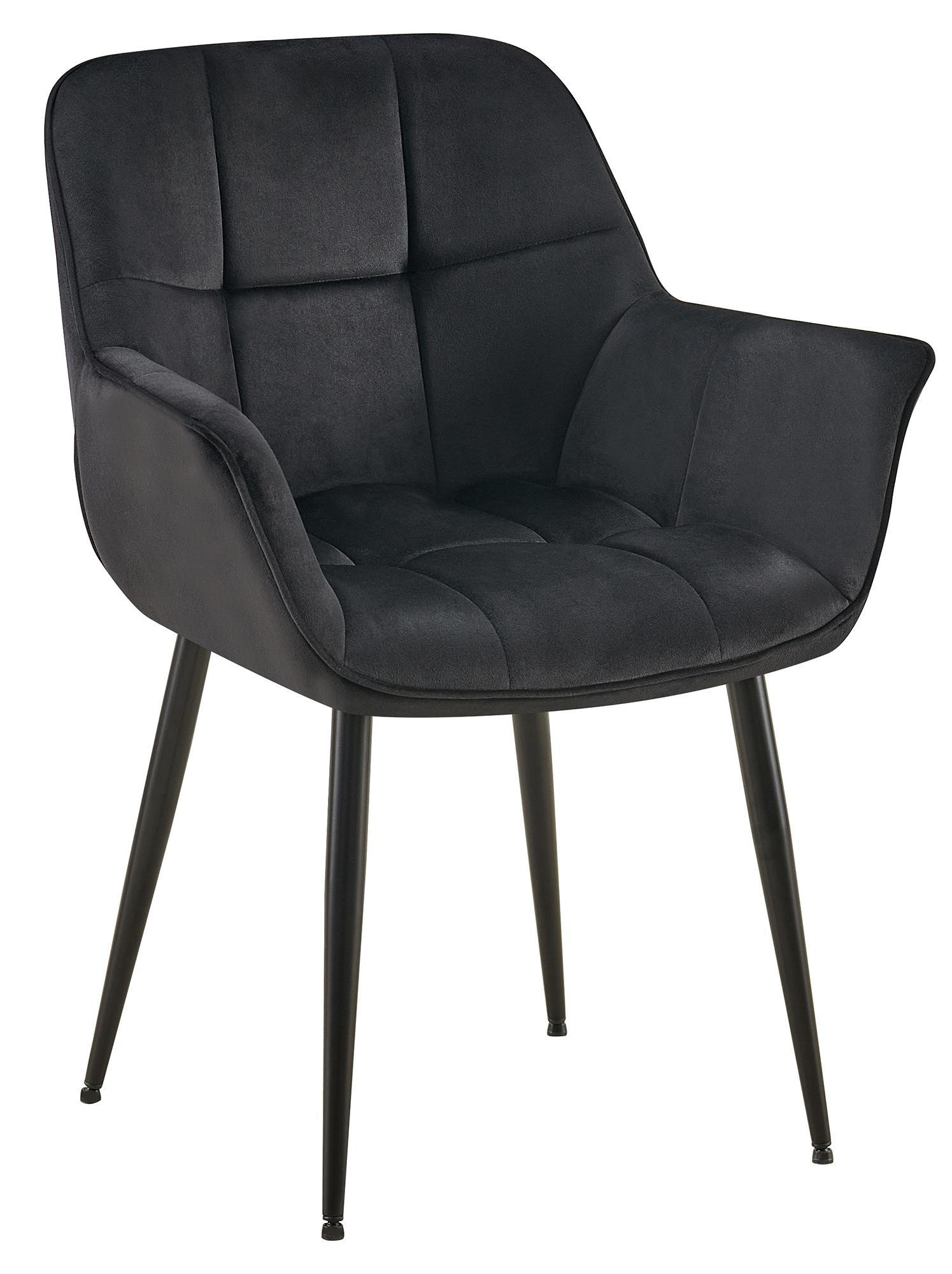 ARMLEHNENSTUHL Samt schwarz - Schwarz, Textil/Metall (65/85/58cm) - CLP