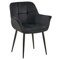 ARMLEHNENSTUHL Samt schwarz - Schwarz, Textil/Metall (65/85/58cm) - CLP