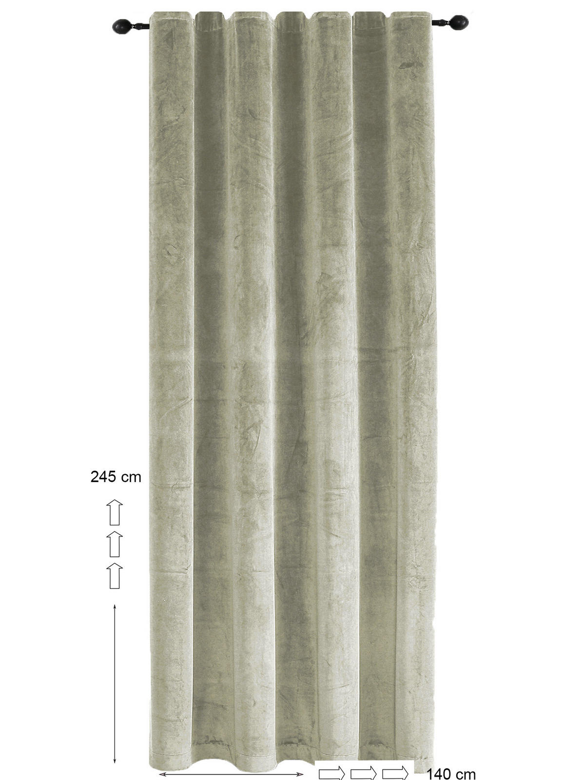VORHANG Kräuselband Samt 140/245 cm Sand Beige - Sandfarben, Textil (140/245/245cm) - TiborTex