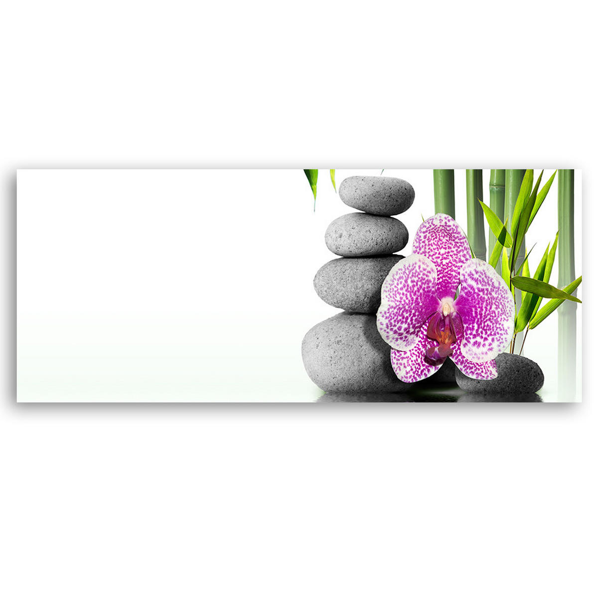 WANDBILD steine orchidee bambus - Weiß, Textil (90/30cm) - Feeby