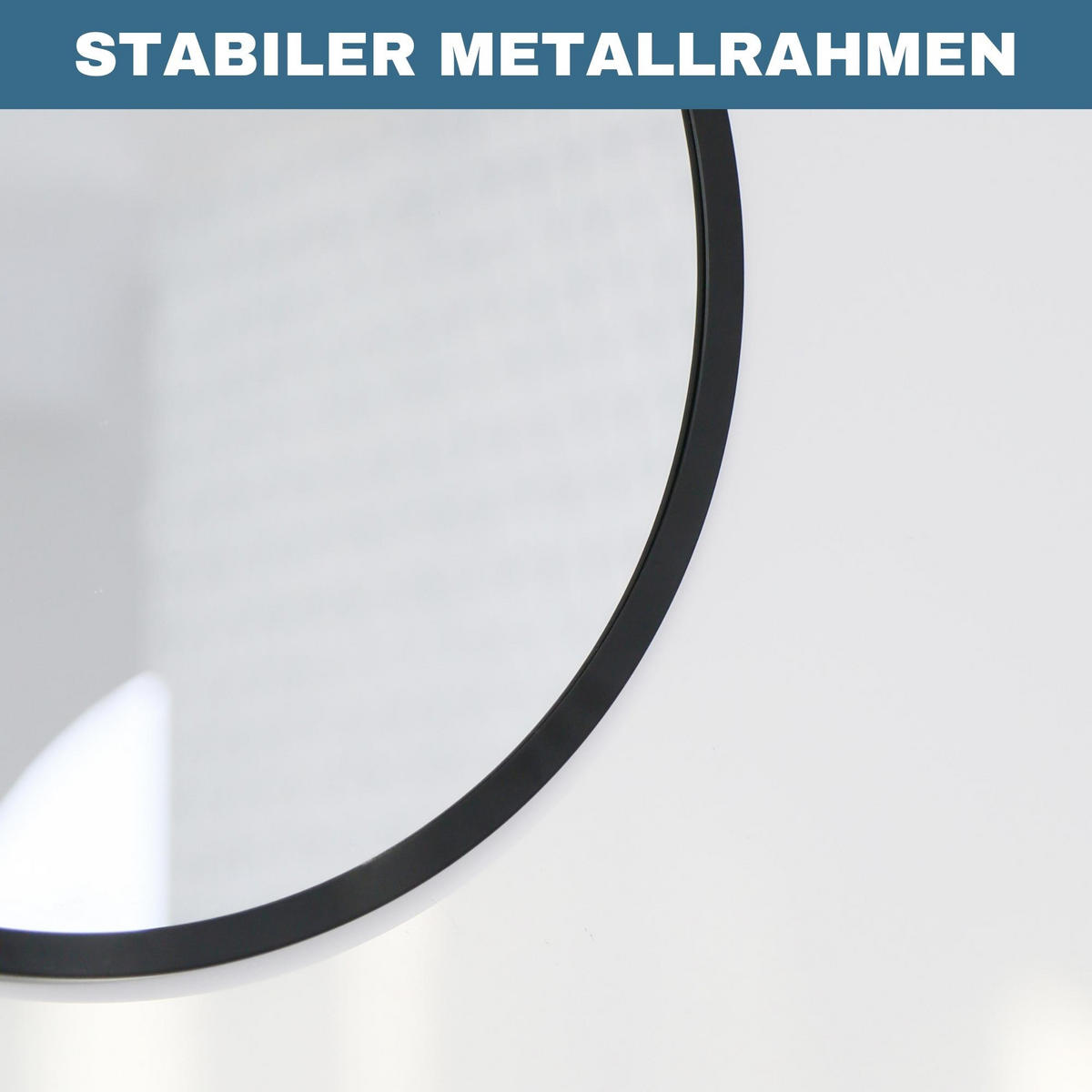 SPIEGEL RUND 60cm Durchmesser - Schwarz, Glas/Metall (60/60/1.5cm) - Albatros