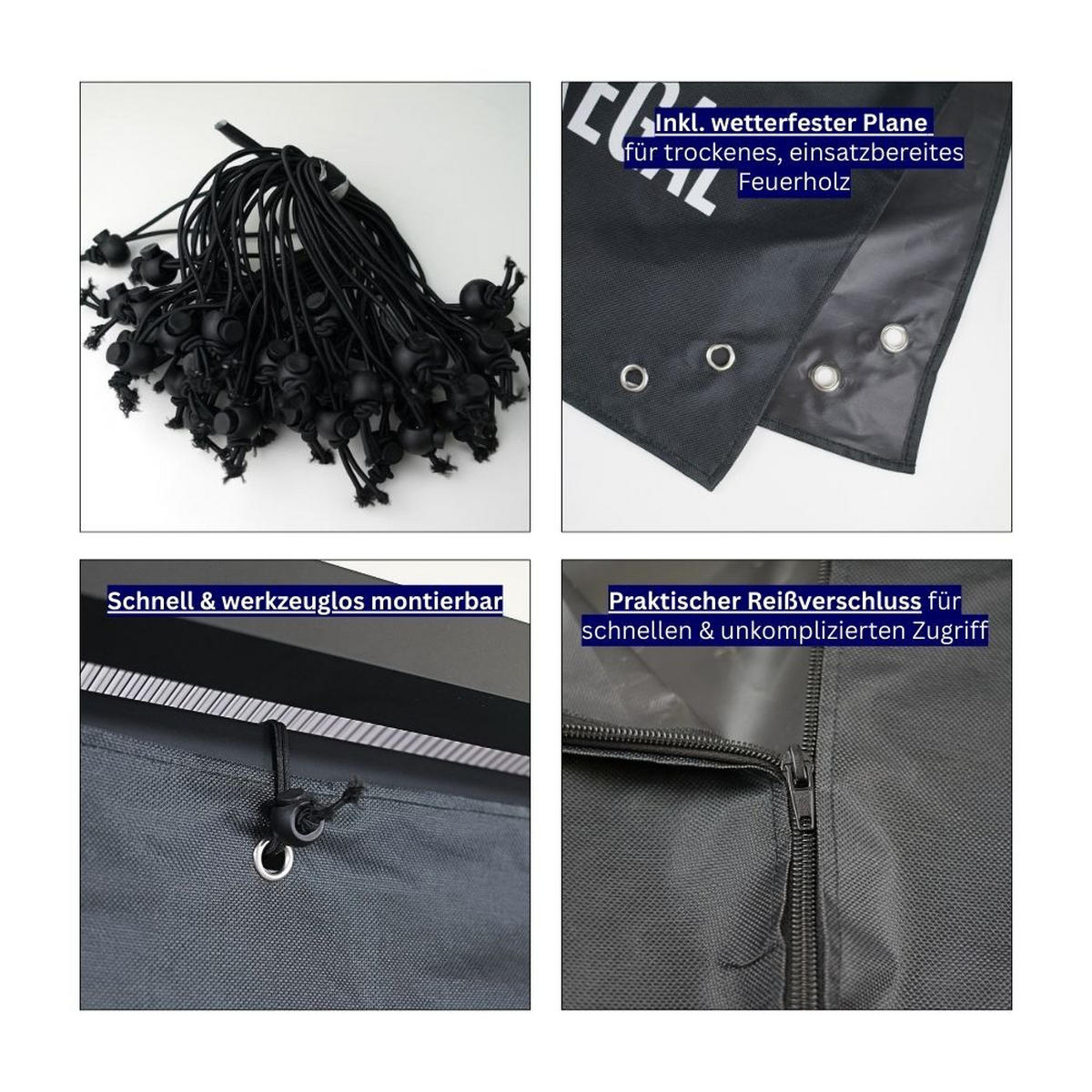 KAMINHOLZREGAL Dragon außen mit Dach Abdeckung 185x185x70cm Schwarz - Schwarz, Metall (185/185/70cm) - PROREGAL