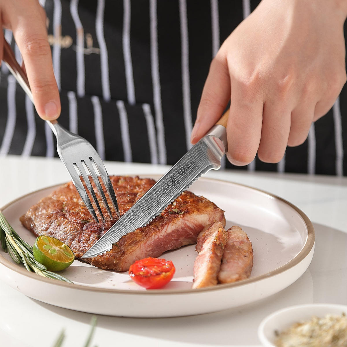 STEAKMESSERSET 4-tlg. 12 cm - Braun, Holz/Metall (24cm) - Wakoli