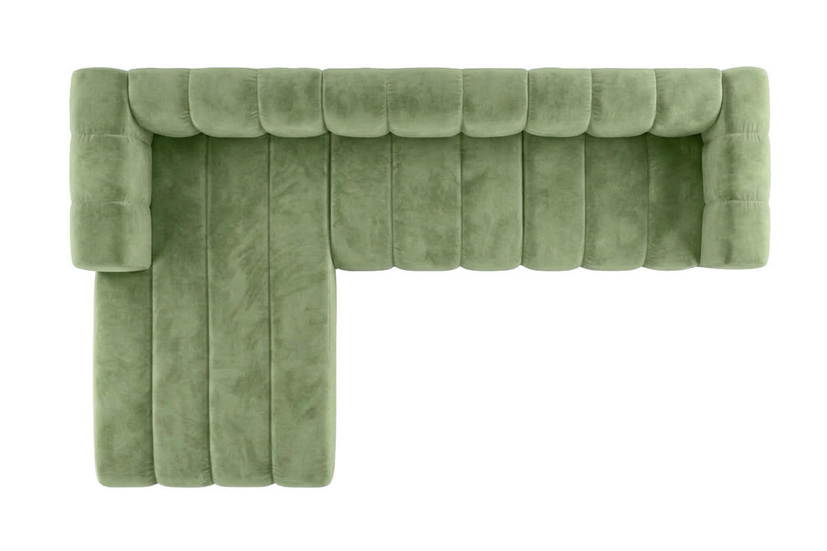 ECKSOFA Modulares In L-Form, Velvet-Stoff Riviera, Olive, Links, GRAND 318 cm - Olivgrün, Holz (318/179cm) - Kaiser Möbel
