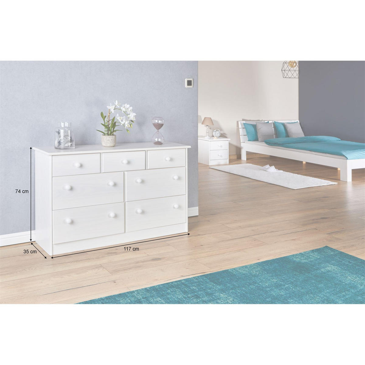 KOMMODE RONDO - Weiß, Holz (117/74/35cm) - IDIMEX