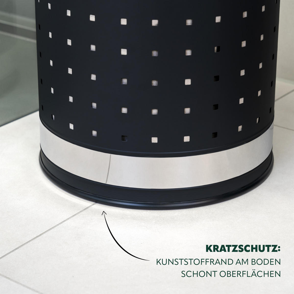 WÄSCHETONNE 50 Liter, schwarz - Schwarz, Metall (35.5/57.5/35.5cm) - eluno