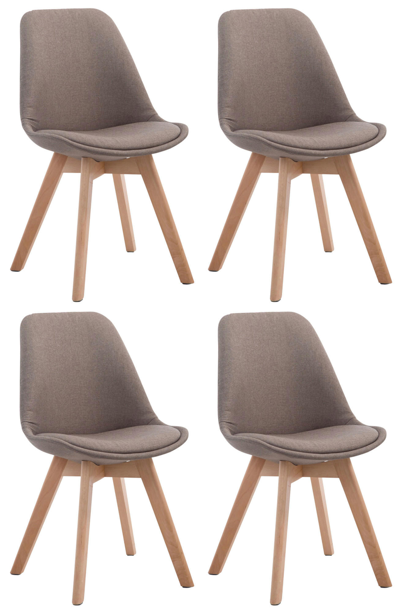 STUHL 4er Set Stoff taupe - Taupe/Eukalyptusholzfarben, Holz/Textil (48/84/55cm) - CLP