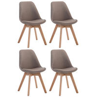 STUHL 4er Set Stoff taupe - Taupe/Eukalyptusholzfarben, Holz/Textil (48/84/55cm) - CLP