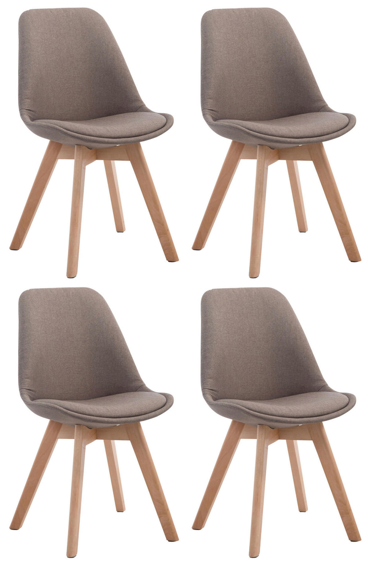 STUHL 4er Set Stoff taupe - Taupe/Eukalyptusholzfarben, Holz/Textil (48/84/55cm) - CLP