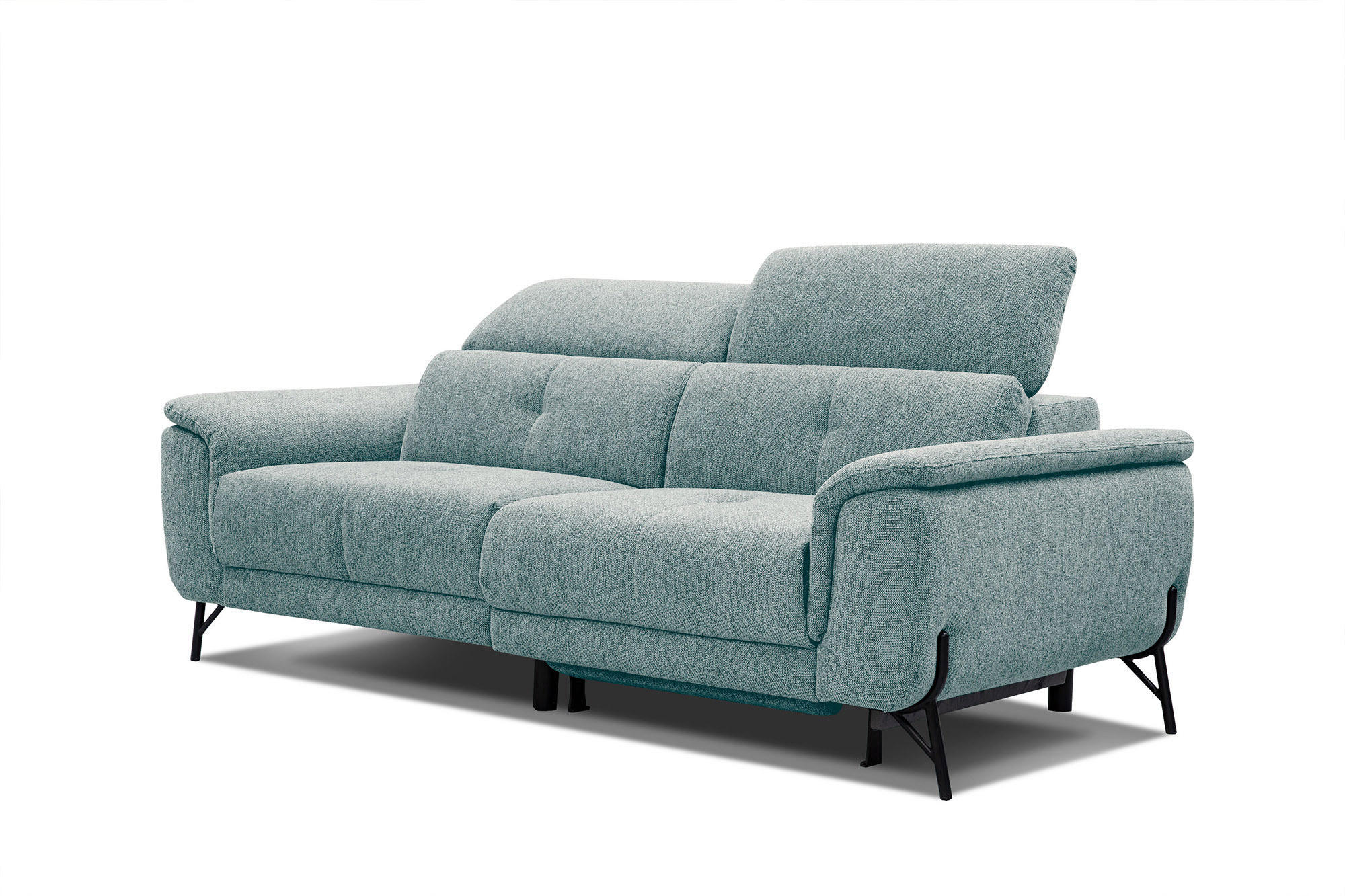 SOFA AVENA 3-Sitzer mit 1 Relaxfunktion, mintgrün - Mintgrün, Holzwerkstoff/Textil (204/80/108cm) - Courtois Laville