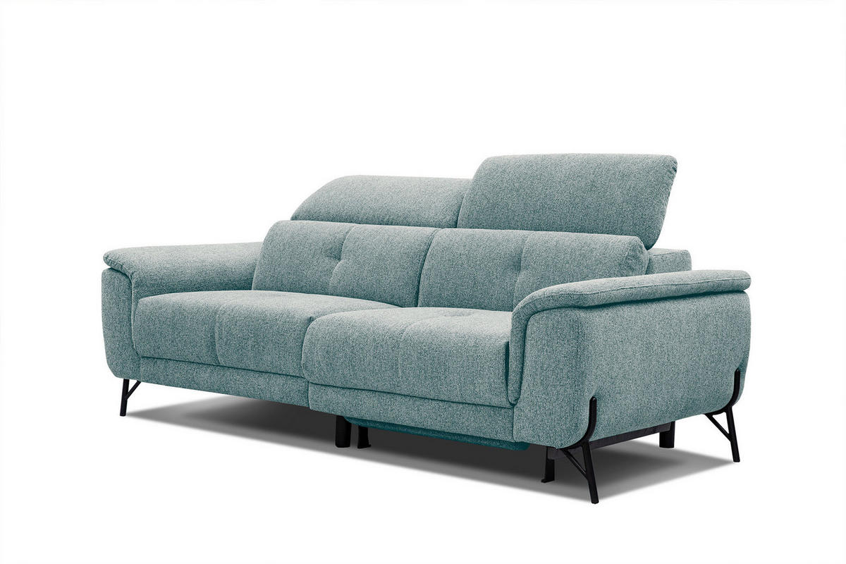 SOFA AVENA 3-Sitzer mit 1 Relaxfunktion, mintgrün - Mintgrün, Holzwerkstoff/Textil (204/80/108cm) - Courtois Laville