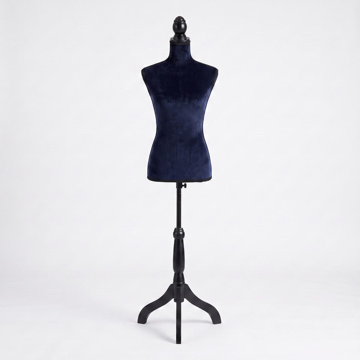 SCHNEIDERPUPPE Dunkelblau Samt Größe 36 bis 38 höhenverstellbar - Dunkelblau, Holz/Kunststoff (41/167/34cm) - Relaxdays