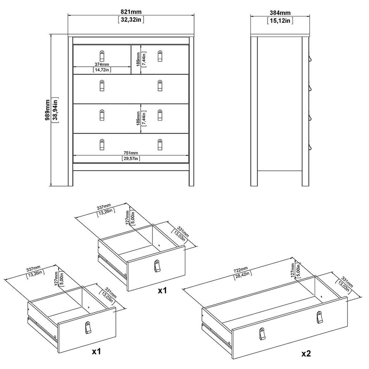 KOMMODE, Madrid, Eiche, Holzwerkstoff, 83 x 39 x 99 cm - Eichefarben, Holzwerkstoff (83/99/39cm) - ebuy24