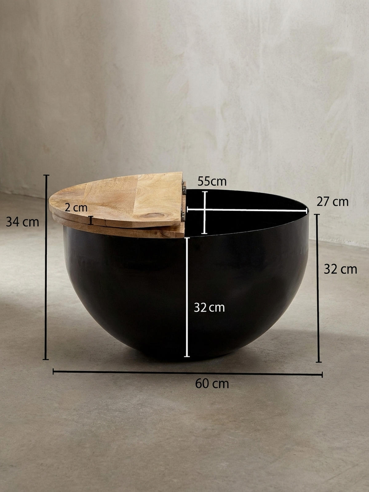 COUCHTISCH Industrial-Style Mango-Holz mit Metall, Aufklappbarer Stauraum - Schwarz, Holz/Metall (60/60/34cm) - KADIMA DESIGN