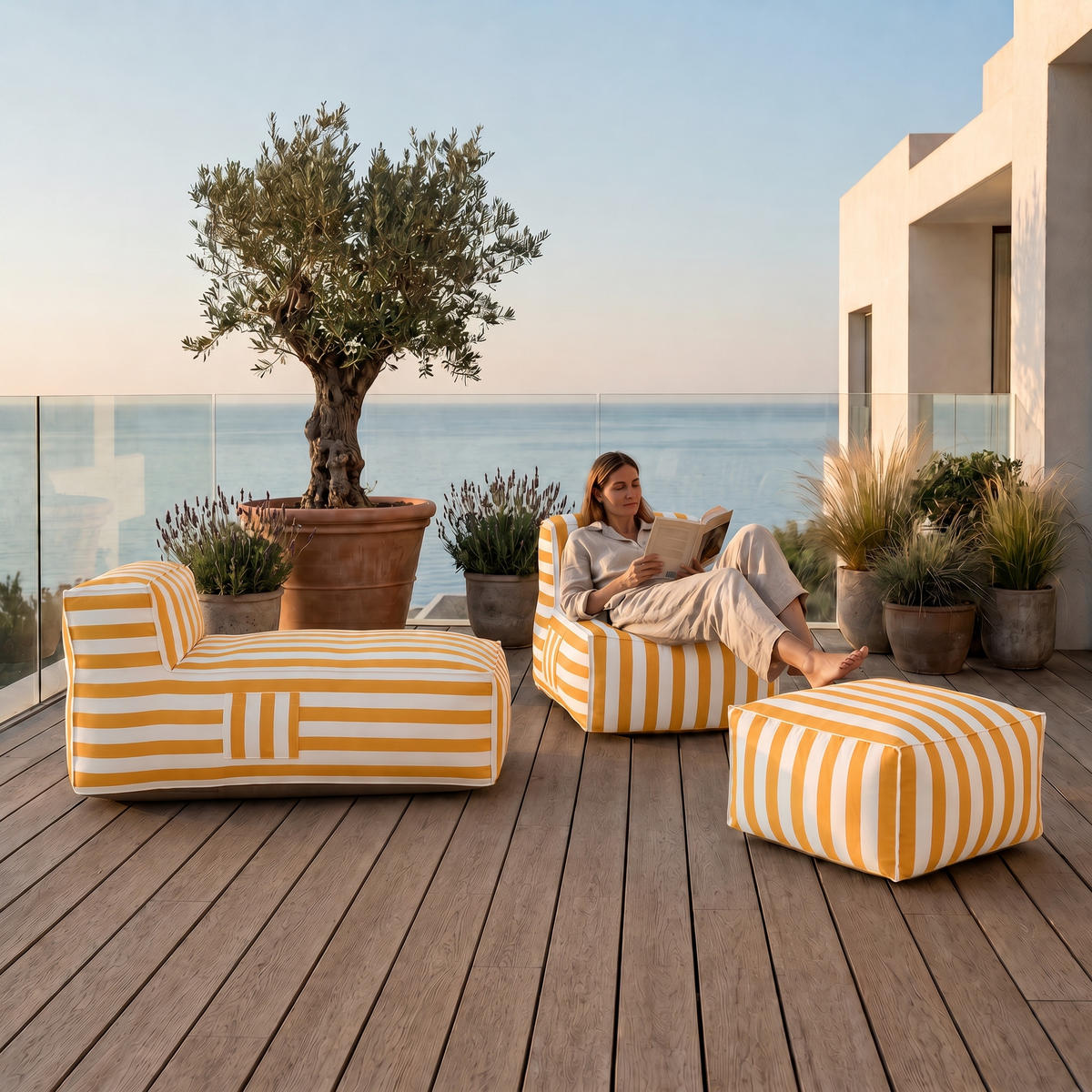 GARTENLOUNGE-SET SOFT SET 2 Gelb - Gelb, Textil - Muffo