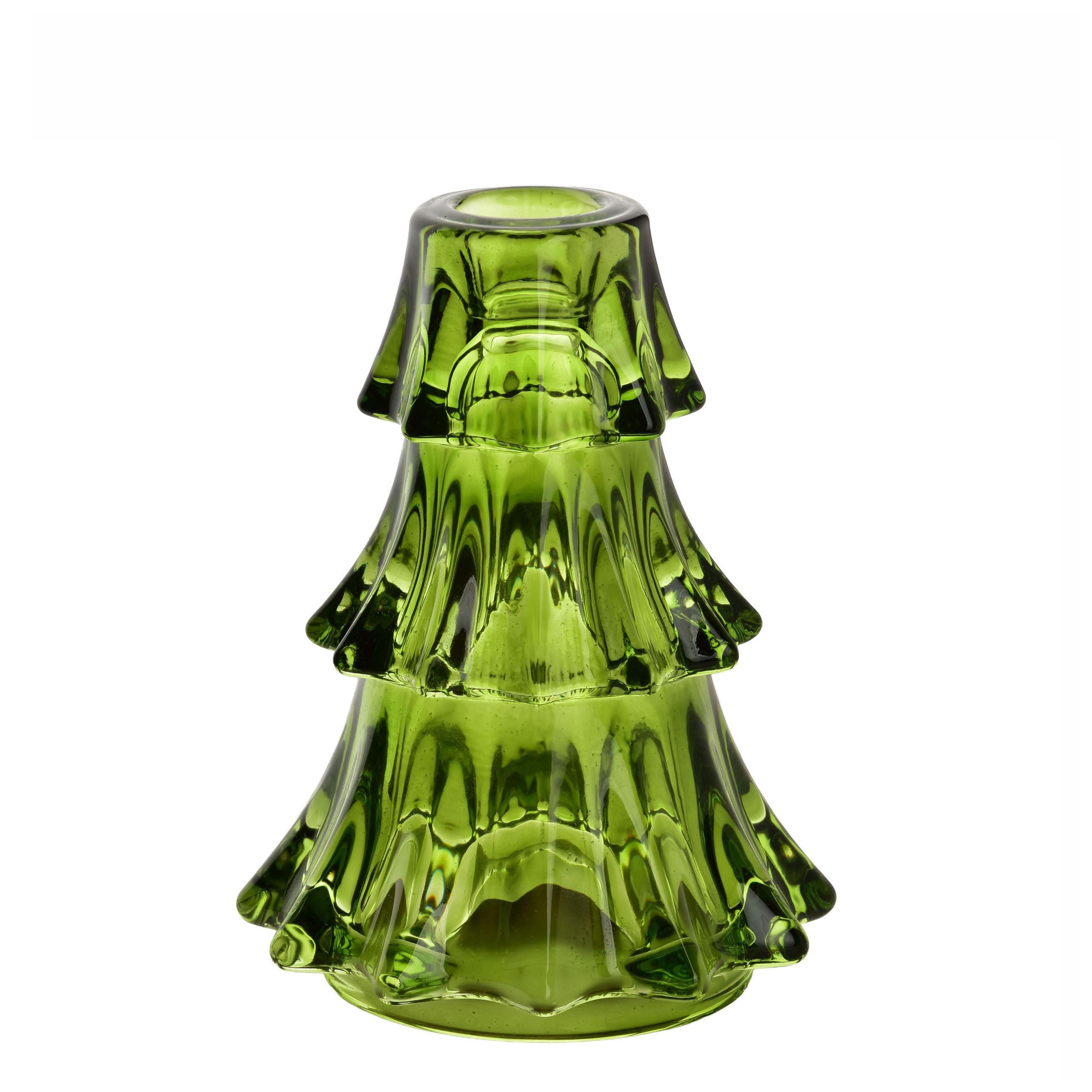 KERZENHALTER Santa Lila Grün Tannenbaum - Grün, Glas (9/12/9cm) - Mondex
