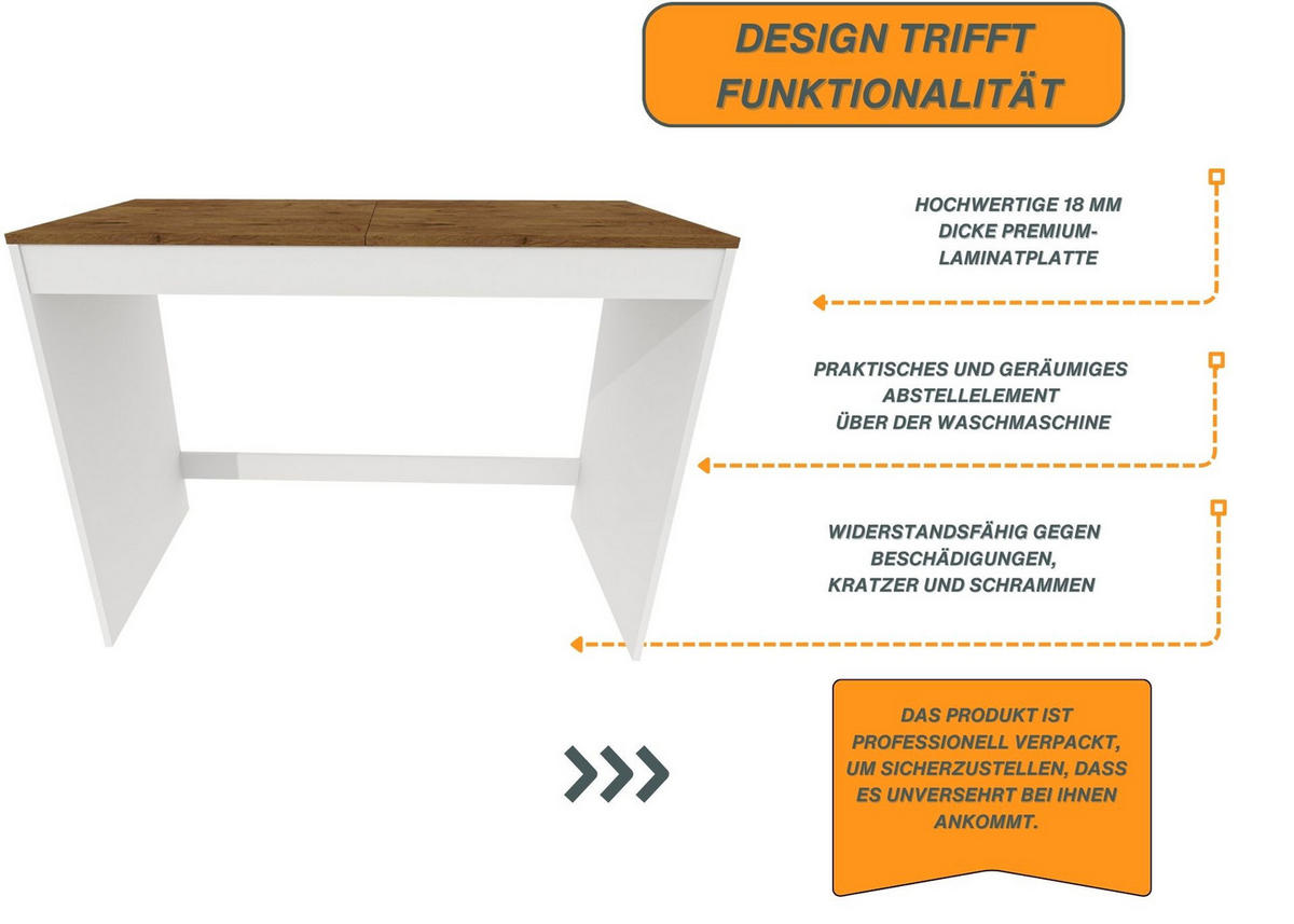 WASCHMASCHINENSCHRANK für Waschmaschine & Wäschetrockner 129/97/61 - Braun, Holzwerkstoff (129/97/61cm) - RAUMHIRSCH FURNITURE