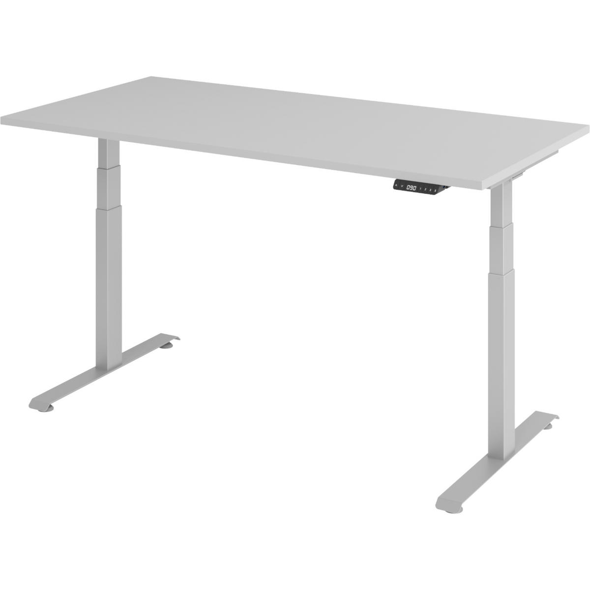 SCHREIBTISCH elektrisch 80/160/74 cm in Grau/Silberfarben - Silberfarben/Grau, Holzwerkstoff (80/160/74cm) - bümö